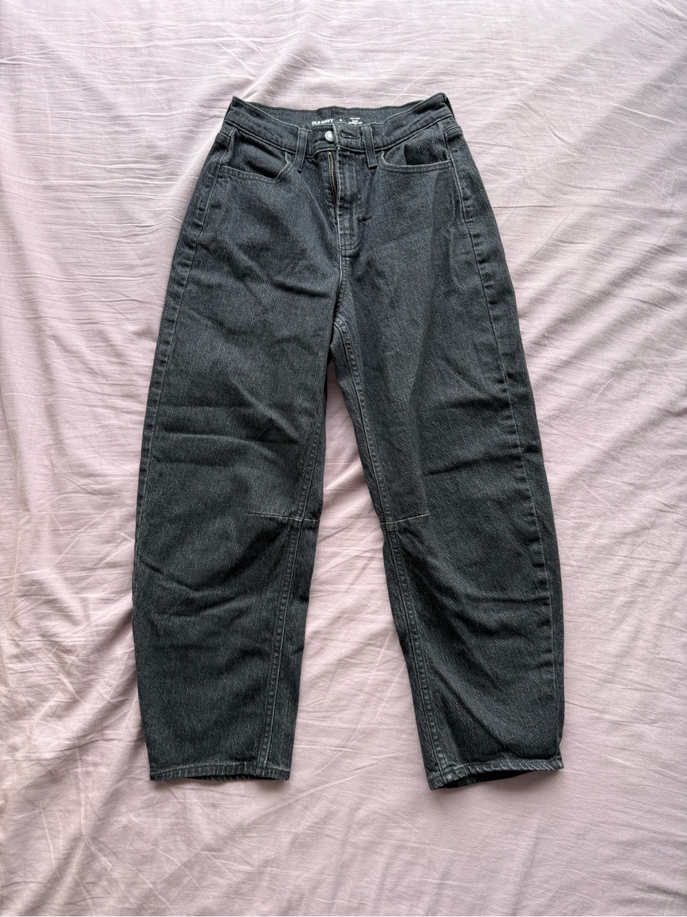 old navy black high rise barrel leg jeans size 0